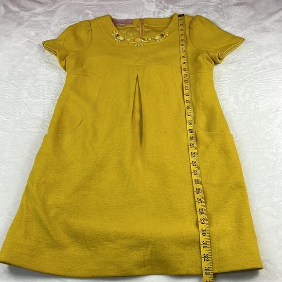 Circle mod stylemustard yellow shift dress, size 165/88a or small - Picture 5 of 13